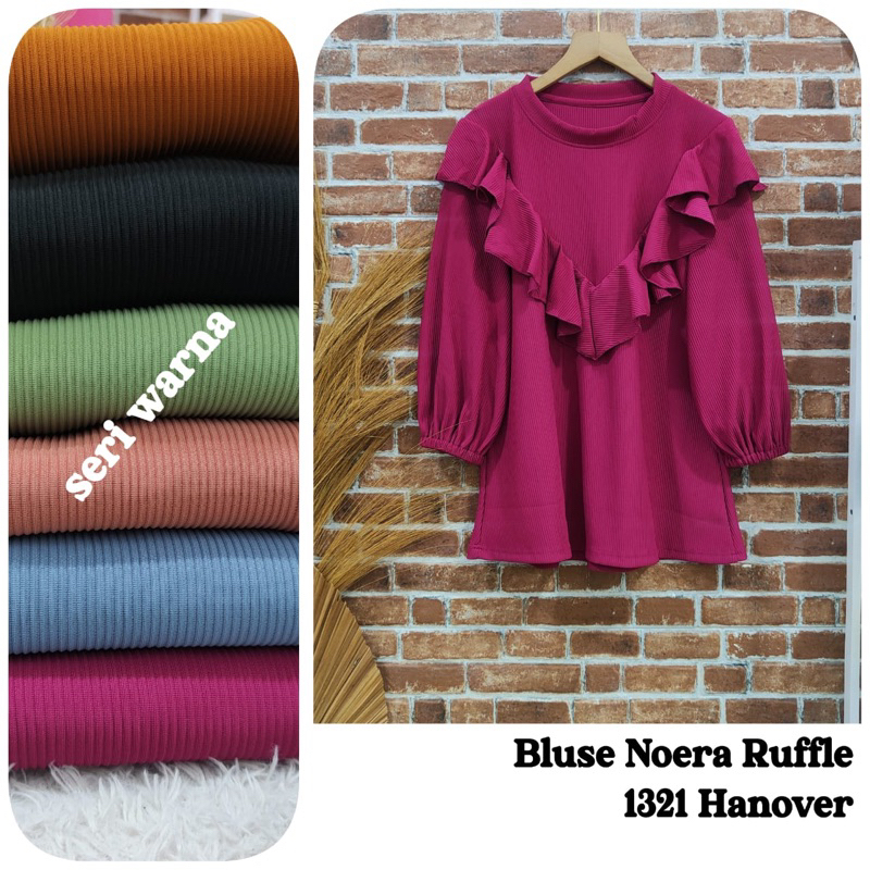 atasan wanita blouse noera ruffle hanover merk clarke