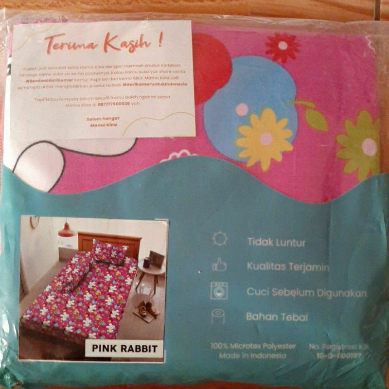 Sprei kintakun D'luxe motif pink rabbit