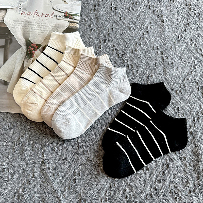 DSM Kaos Kaki Pria dan Wanita 6797 Kaos Kaki Ankle Motif Garis Kecil Kaos kaki Unisex Semata Kaki bahan Cotton Penyerap Keringat