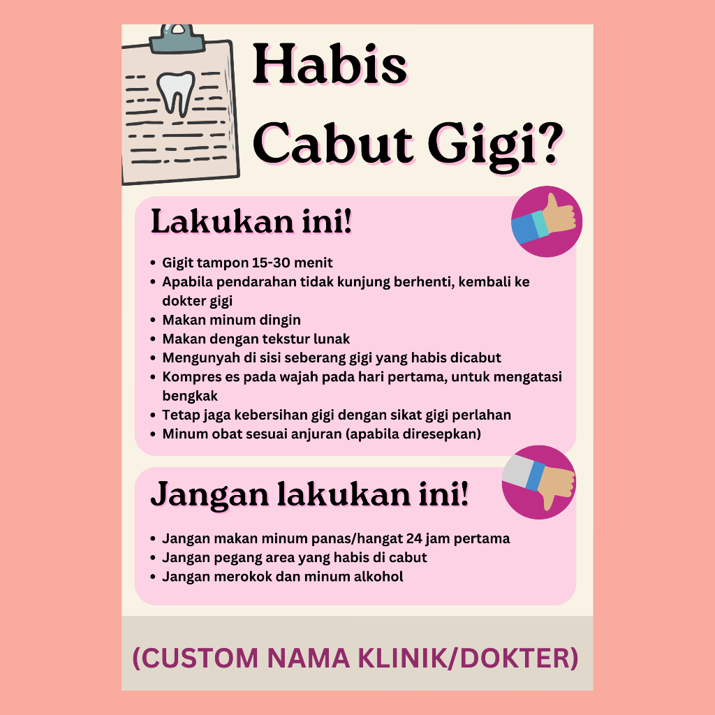 

Poster Instruksi Pasca Cabut Gigi