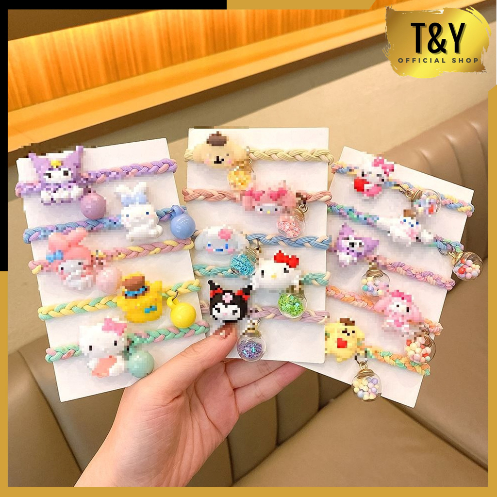 T&amp;Y Ikat Rambut Anak-anak 1Pcs Kepang Elastis Karakter Kity Model Gelang Kunciran Rambut Fashion Korea Karet Rambut Fashion Hair Accessories Murah Import