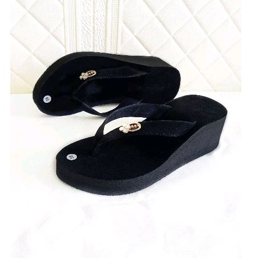 Sandal Wanita - Sandal Wedges Beludru (Heels  5 cm) - Sandal jepit Wanita - Sandal Wedges Wanita