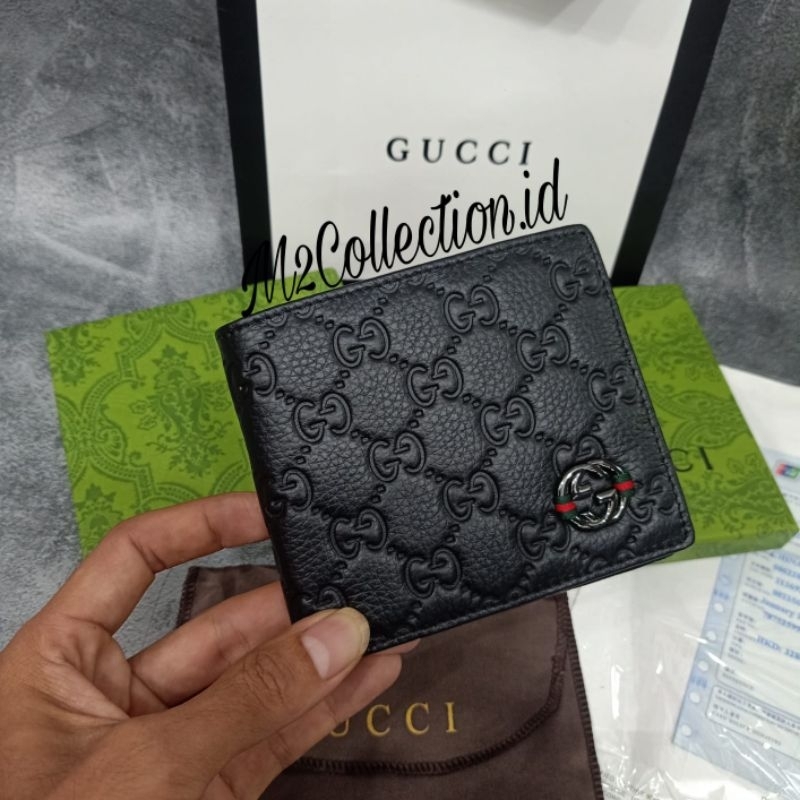 Dompet Gc Luxury Leather Embos Dompet Lipat Pria Kulit Import