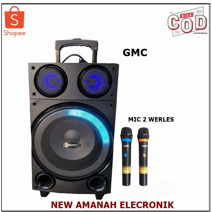 Speaker Karaoke Bluetooth Portable Besar GMC 897 L + Bonus 2 Mic