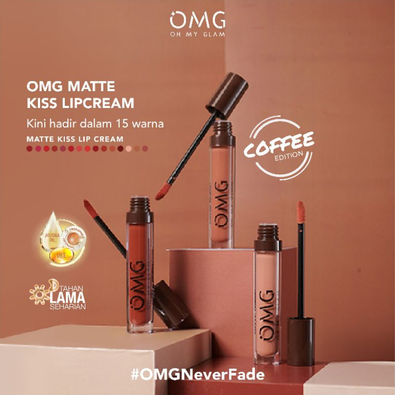 OMG OH MY GLAM MATTE KISS LIP CREAM COFFEE EDITION SOCIALITE EDITION - LIPSTICK LIPSTIK ORIGINAL BPO
