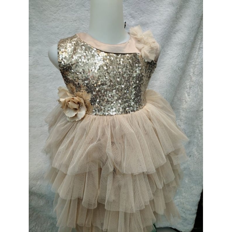 Gaun Sequin Anak Perempuan/Dres Anak perempuan Gold import/GaunPesta