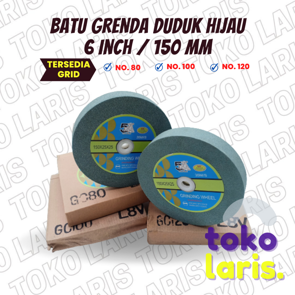BATU GRENDA GRINDA GURINDA WIDIA POLES ASAH DUDUK 6" 6 INCH 150MM GREEN SILICONE CARBIDE HIJAU IJO I
