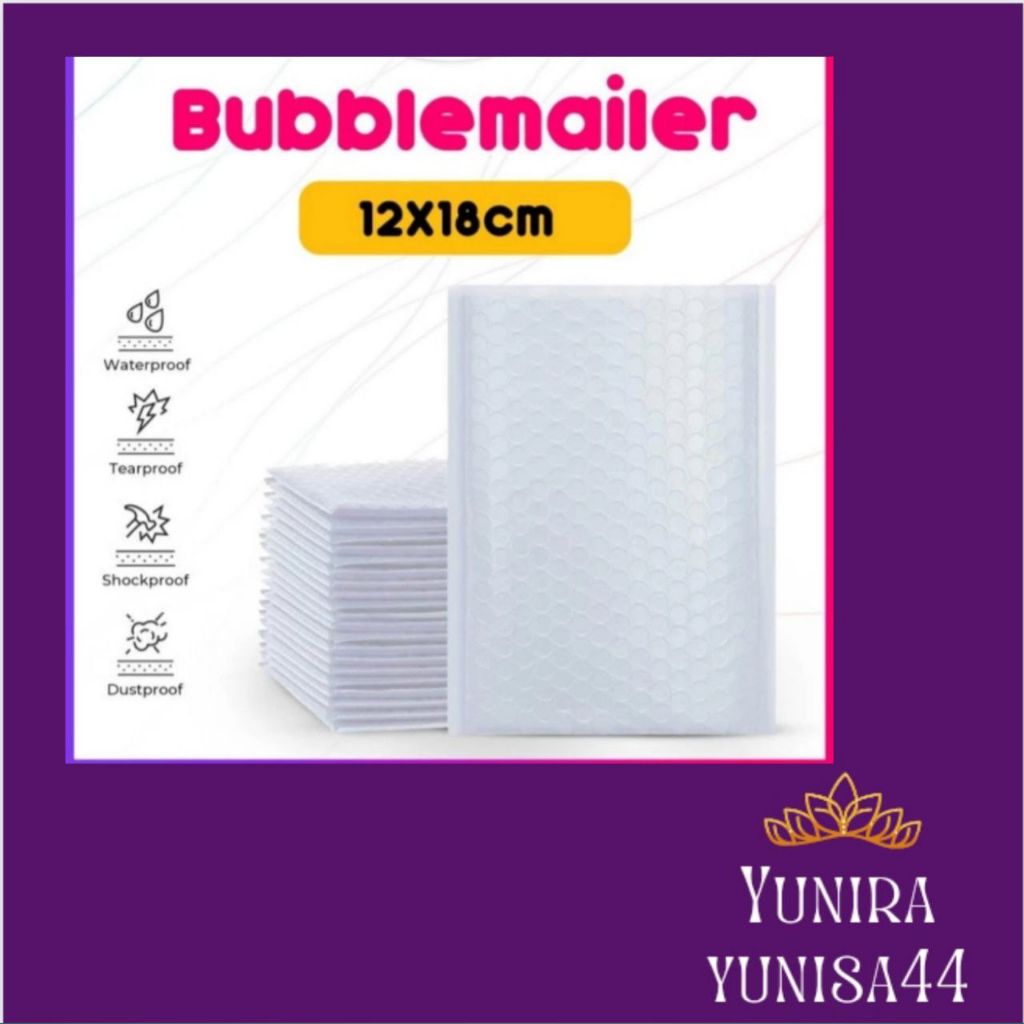 

amplop bubble wrap poly mailer bubble packing ukuran12x18cm putih