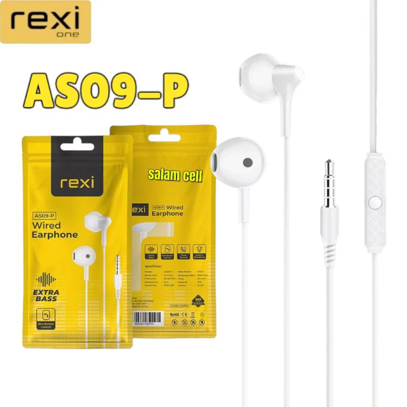 Headset REXI AS09-P Extra Bass One Button Control Clear Sound Original