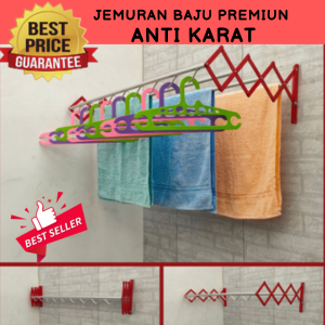 JEMURAN BAJU ALAUMUNIUM MODEL TARIK DENGAN 2 STEP PENGUNCIAN