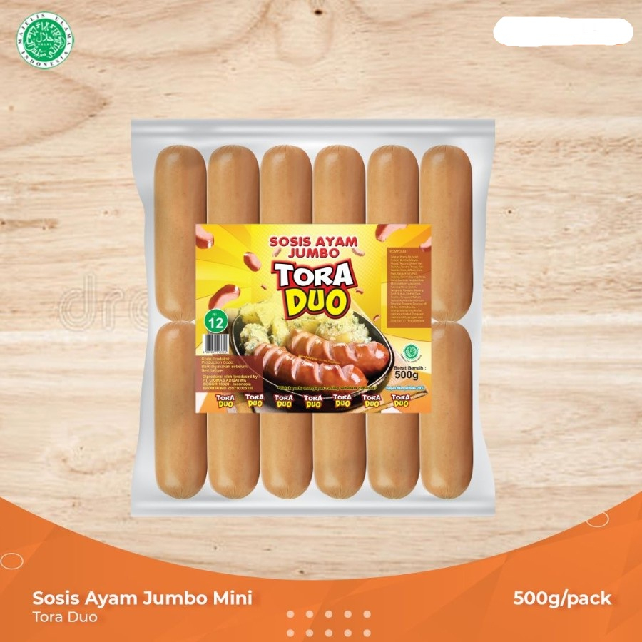 SOSIS BAKAR JUMBO MINI ORIGINAL TORA DUO 500GR ISI 13PCS HALAL CHICKEN SAUSAGE TORADUO