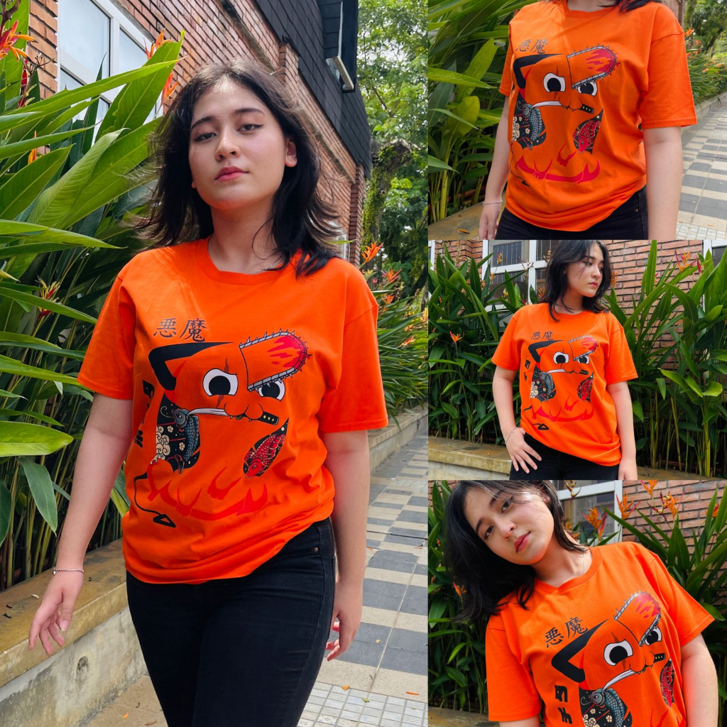 Tshirt Pochita Yakuza Orange Anime Manga Chainsaw Man Premium Unisex