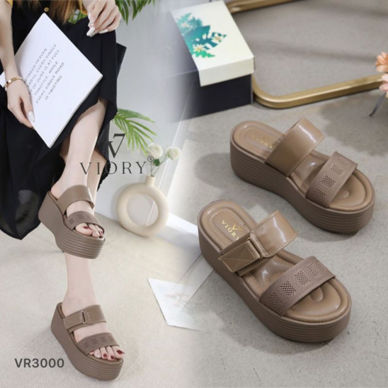 VIORY Wedges Sandals Double Straps Shoes #VR3000 ORIGINAL