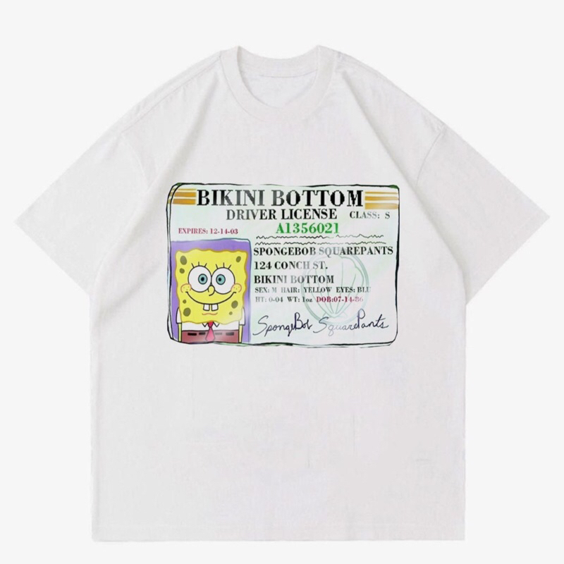 KAOS SPONGEBOB SQUAREPANTS - DRIVER LICENSE | T-SHIRT MOVIES SPONGEBOB SQUAREPANTS OVERSIZE | BAJU K
