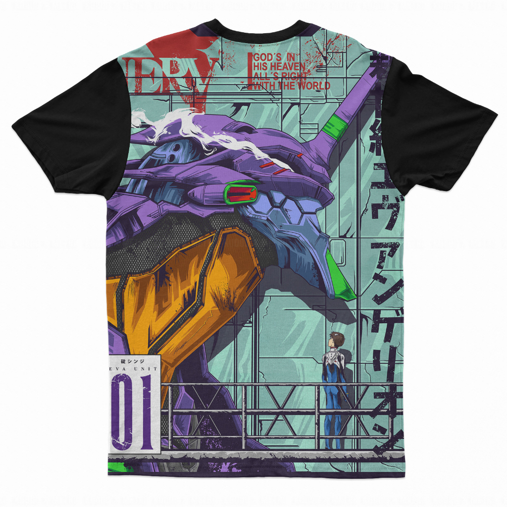 Tshirt Evangelion Unit 01 Fullprint Anime Manga Premium Unisex