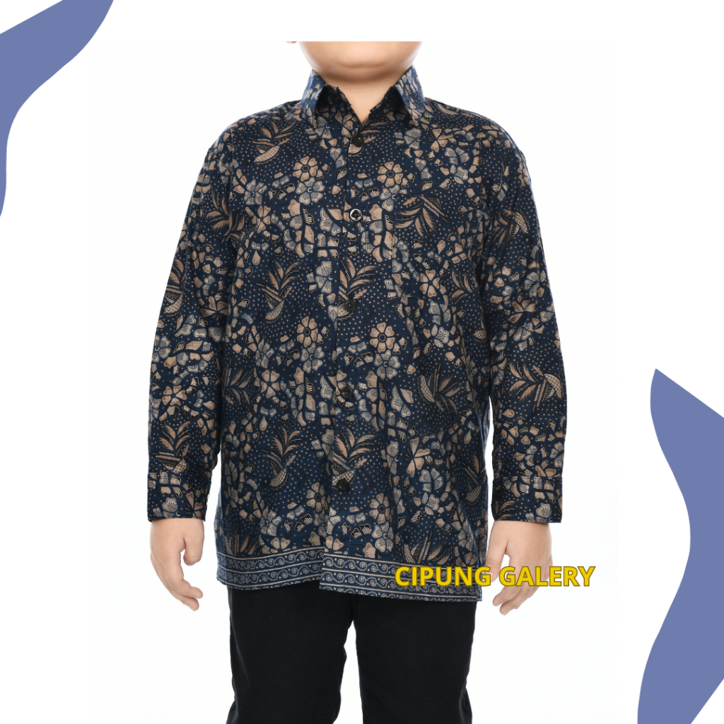 BATIK ANAK 1-15 TAHUN MOTIF SEMUTAN BIRU NAVY