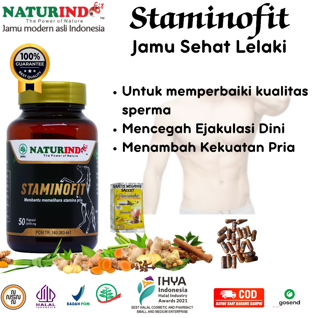 STAMINOFIT Naturindo, Obat Herbal Suplemen Penambah Stamina Pria Dewasa