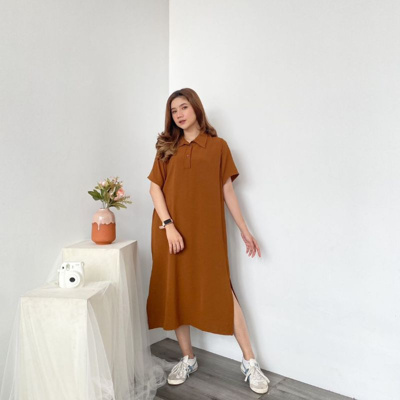 Ivana Dress - Daster Crinkle Airflow - Midi Dress Casual Lengan Pendek