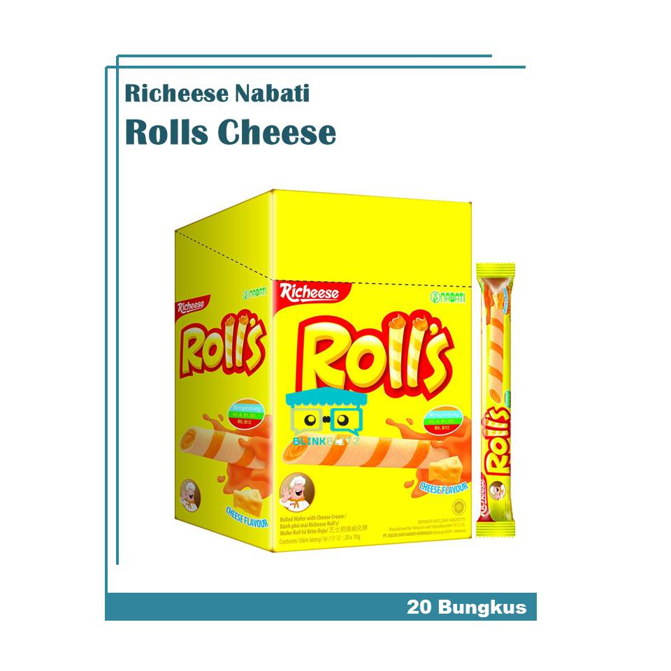 BOX Richeese Nabati ROLLS Cheese Flavour Isi 20 Rasa Keju