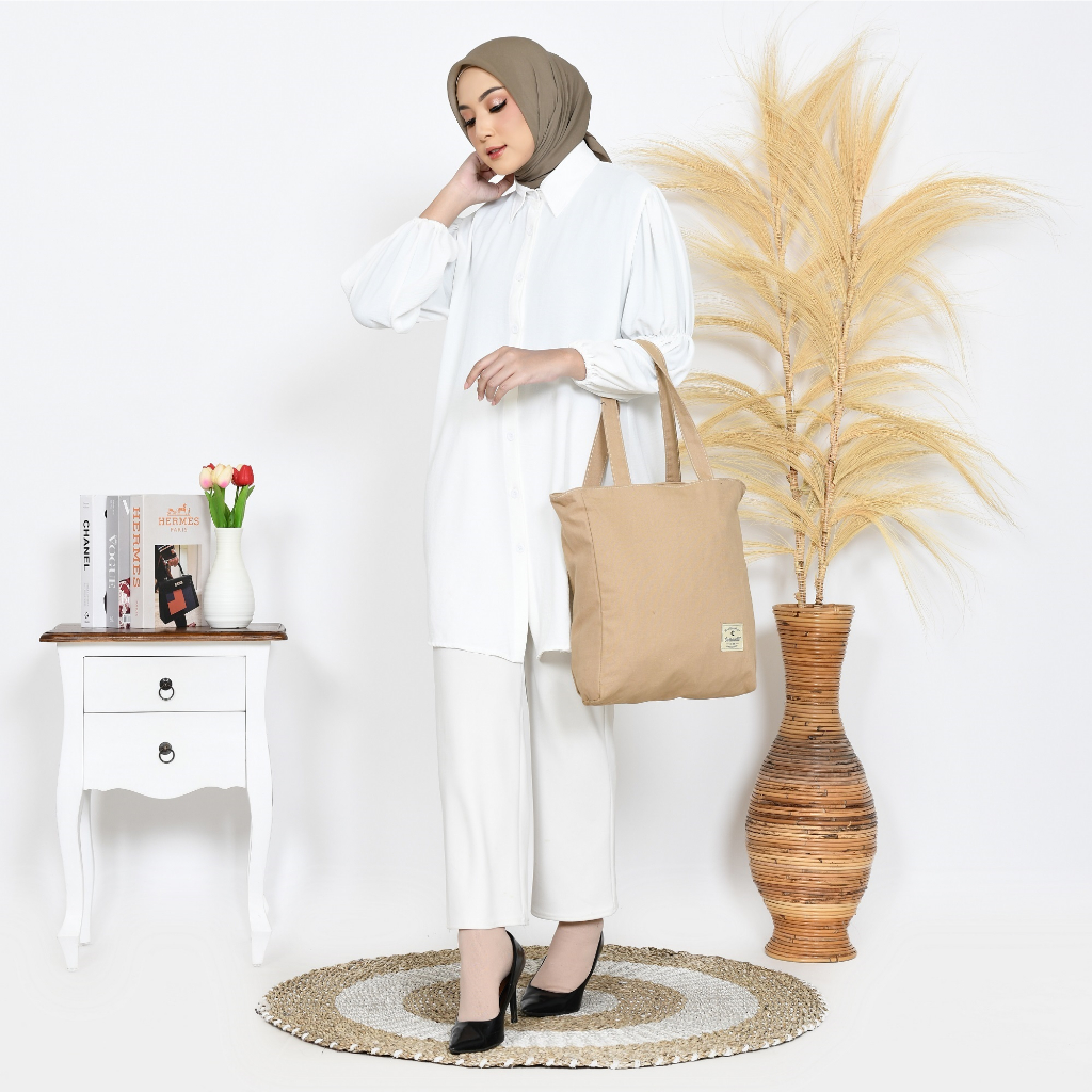 TAS WANITA NUDIE BAG RESLETING KANVAS MODEL TOTE BAG UNTUK KULIAH BISA CUSTOM SABLON UNTUK SEMINAR