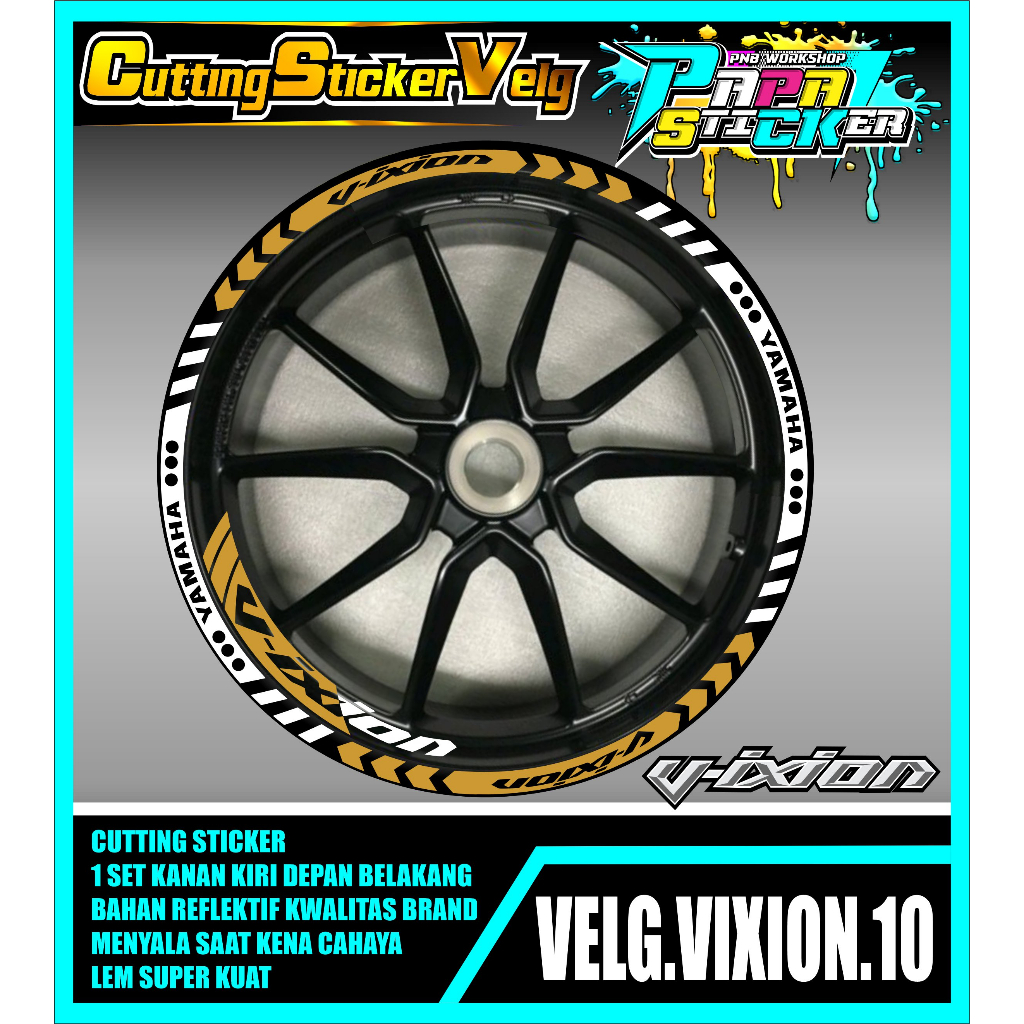 STIKER VELG VIXION  CUTTING STICKER VELG VIXION  CUTTING VARIASI YAMAHA VIXION LIS BAN/VELG 10