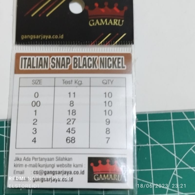 ITALIAN Snap Black Nickel Peniti Pelampung Pancing ukuran 00 0 1 2 3