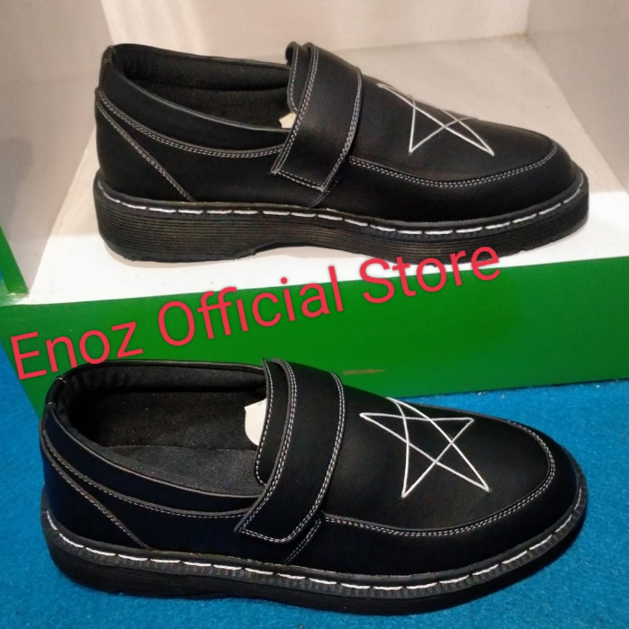 Sepatu Penny Loafers Star Sky Dogmart Pria Formal Slip On Hitam Pantofel Kerja Kulit PU Sintetic Premium Enoz Star Black Trendy