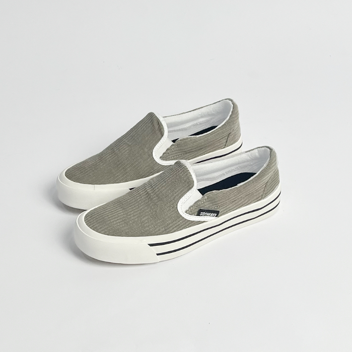 SIDSNEAKS Sepatu Slip On Pria Exelas Corduroy Grey