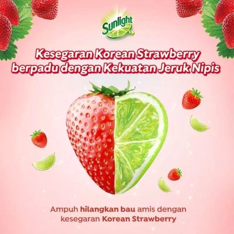 sunlight sabun cuci piring korean strawberry 560ml