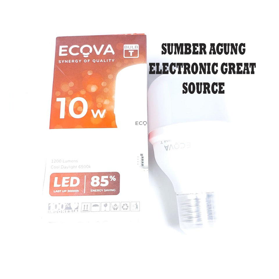 Ecova Bulb T 10W 10 Watt LED Tabung Kapsul 1200Lumens Terang Putih Cool Daylight