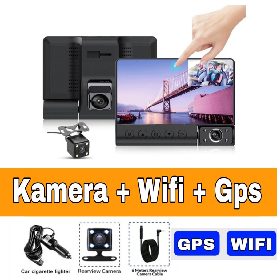 NA - CAR DVR WIFI + GPS 3 KAMERA LCD 4in TOUCHSCREEN KAMERA MOBIL V8