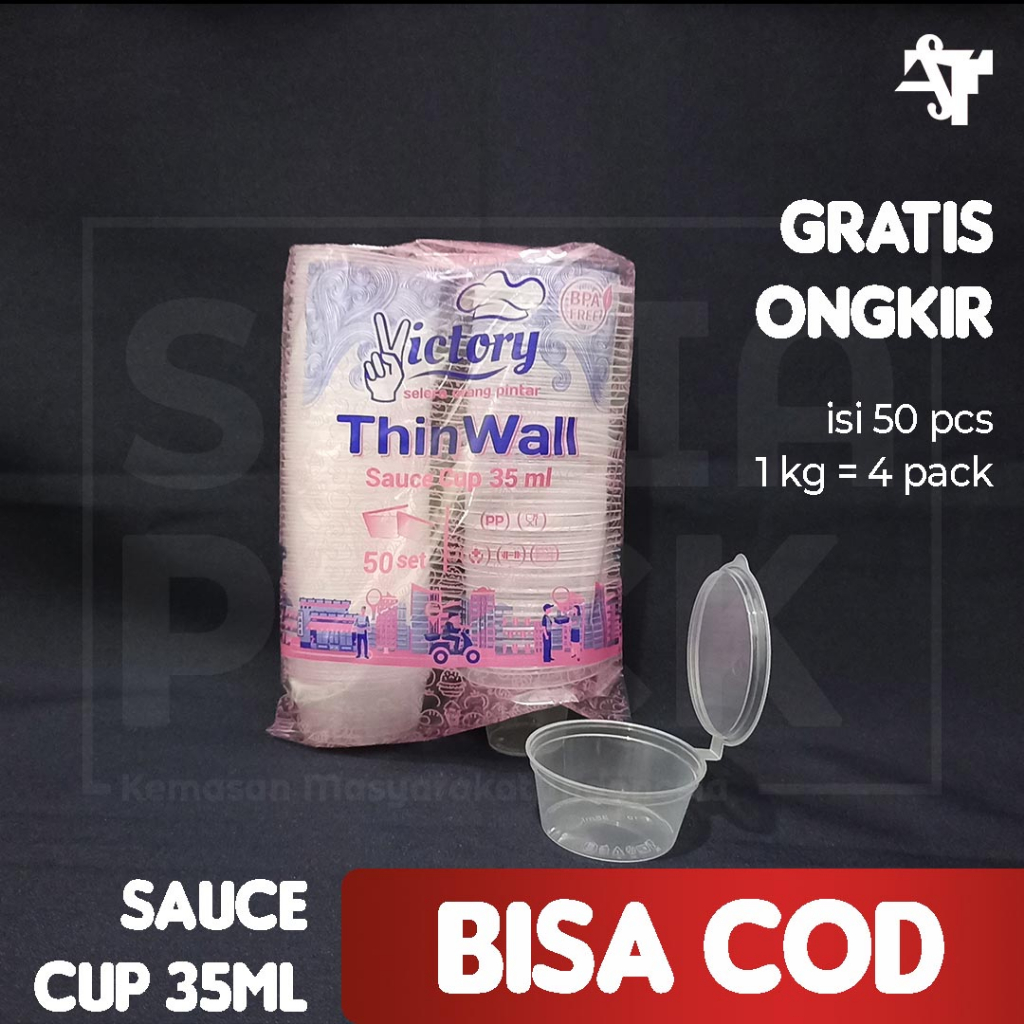 Thinwall Cup Saus Plastik 35ml Tempat Sambal Sambel Wadah Slime PER PACK