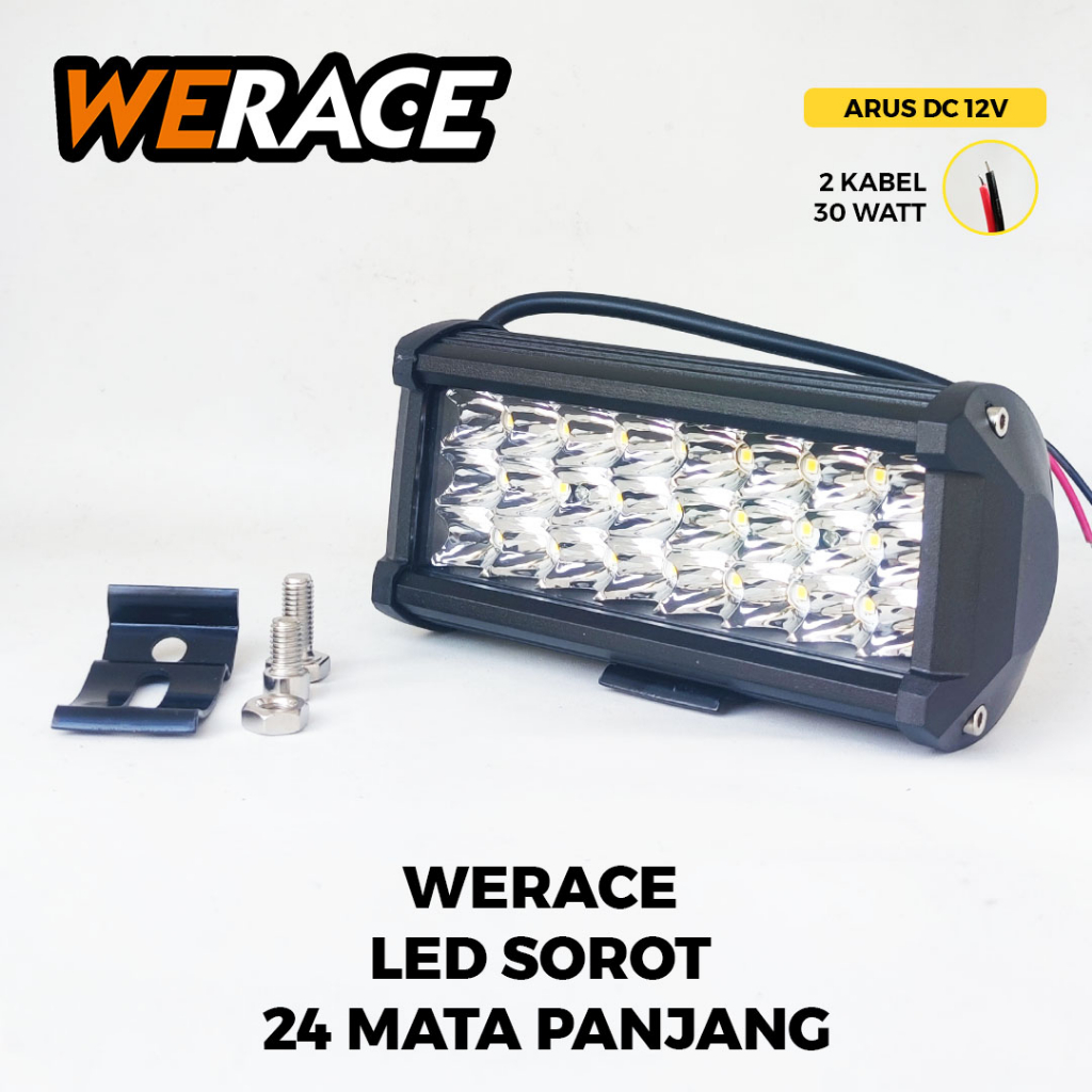 [WERACE] LAMPU LED BAR SOROT TEMBAK 24 MATA PANJANG CREE CWL LED MOBIL MOTOR ANTI AIR WATERPROOF TAHAN LAMA