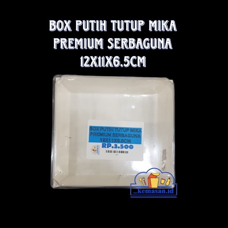 

BOX PUTIH TUTUP MIKA PREMIUM SERBAGUNA 12X11X6.5CM