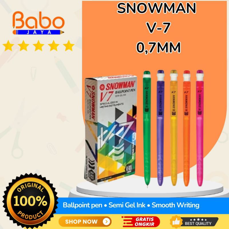 

BABO JAYA BALLPOINT SNOWMAN V-7 / SIZE : 0,7MM BULLET TIP / JENIS BALLPOINT CETEKAN