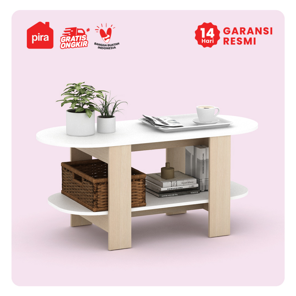 IWANA_HOME PIRA METROPOLIS - MEJA TAMU MORTA CT90 DENGAN RAK PENYIMPANAN