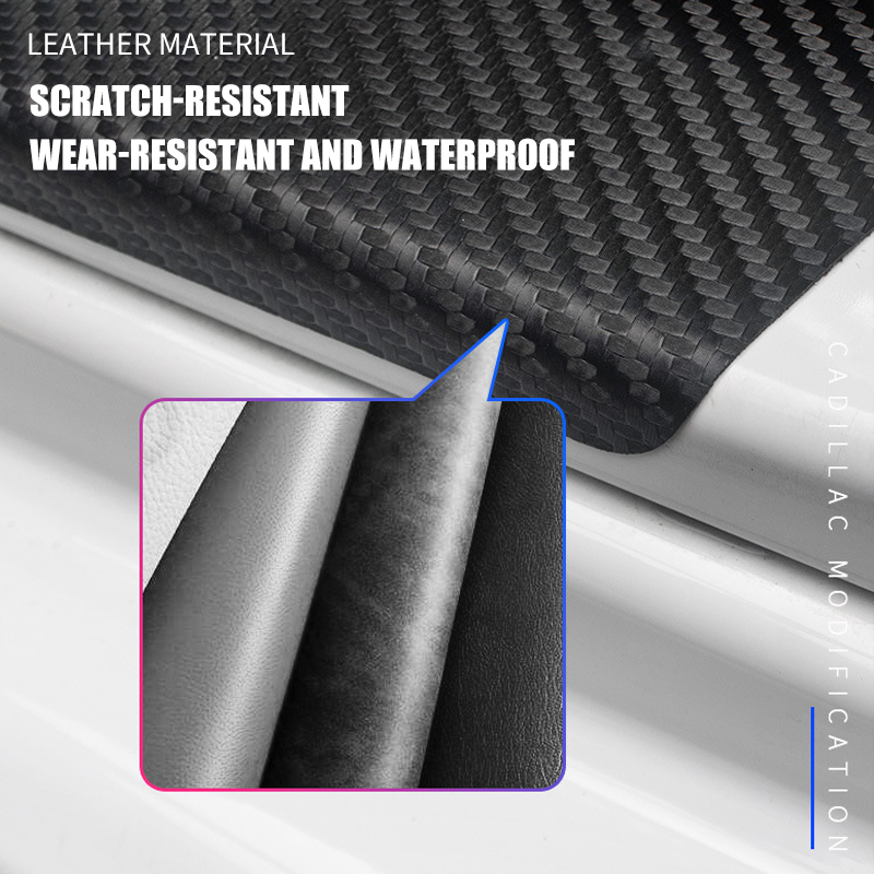 4Pcs/Set Sticker Pelindung Sill Plate Universal Carbon Fiber Car Door Step Sill Plate Mobil Sticker