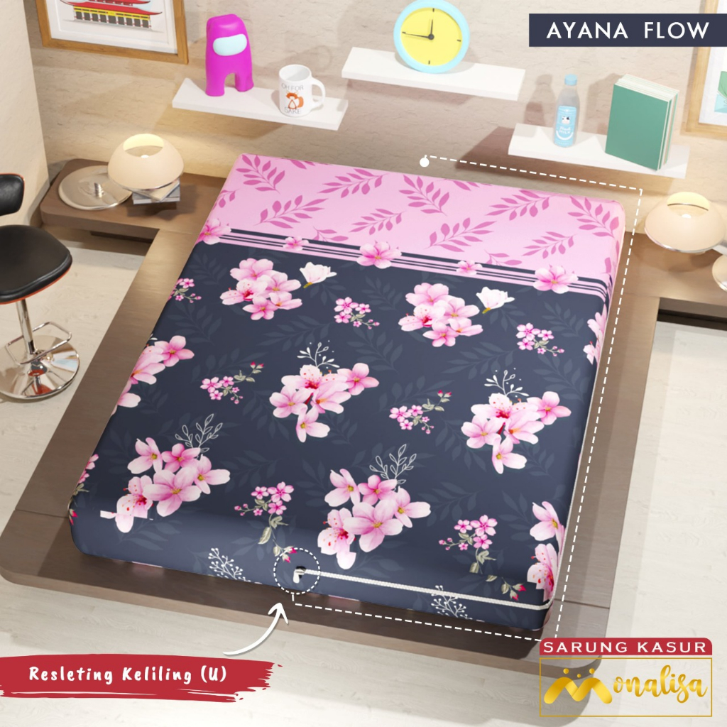 SS SARUNG KASUR BUSA MONALISA 100 100X200X20 tinggi 20 single SIZE T20 SPREI RETSLETING Part A GRATIS HADIAH
