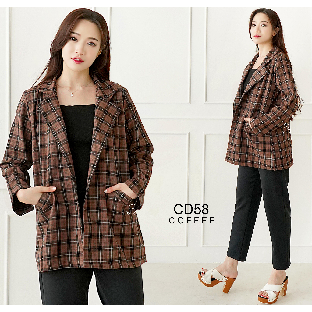 CD58 - Outer Blazer Casual Basic Cotton Linen Stylish Korean Look