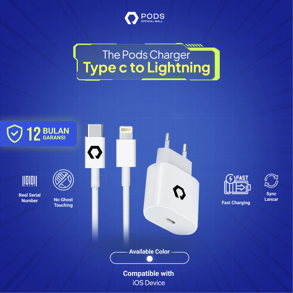 [BERGARANSI] Fullset Charger 35W Power Adaptor Type C &amp; Cable Type C to Lightning Fast Charging - Type C to Lightning [Fullset Cable Type C to Lightning + Adaptor Type C] Kepala Casan-Kabel Charger-Kabel Casan-Kabel Data - By PodsIndonesia