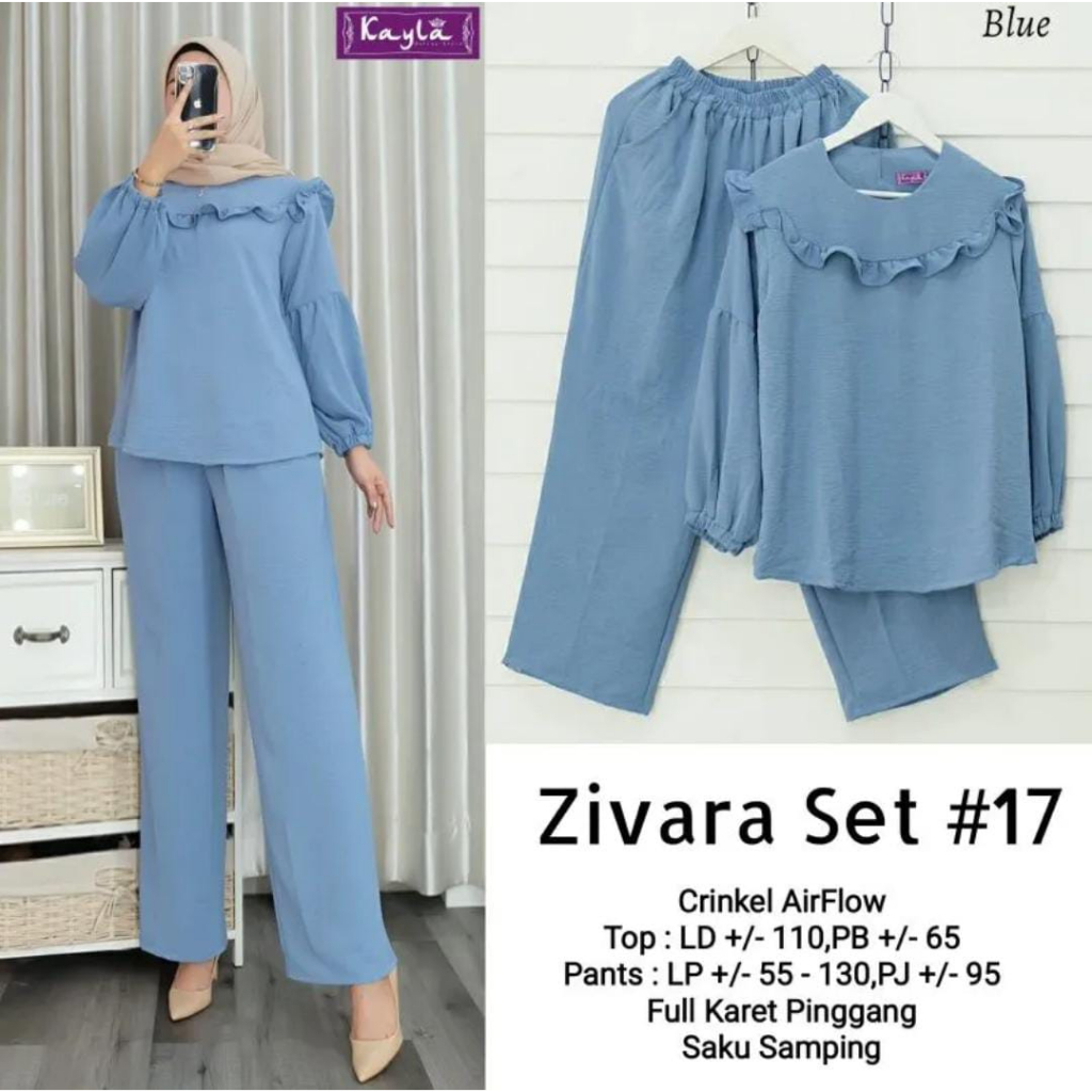 setelan wanita dewasa terbaru zivara set / bahan crinnkle air flow premium terlaris / fashion wanita modern / stlye muslimah tekeren lengan balon panjang