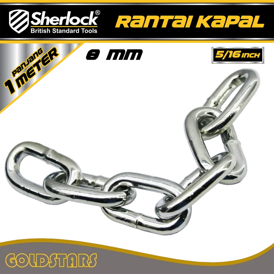 Rantai Besi / Kapal Galvanized 8 mm ( 5/16 inch ) panjang 1 meter / per meter