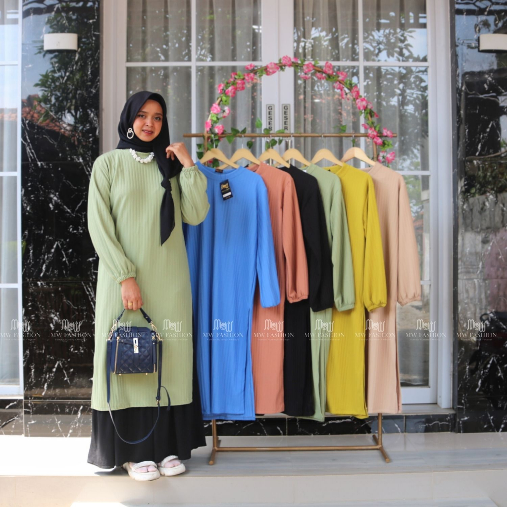 FASHION MUSLIMAH Tania Long Tunik Knit Hornet Jumbo Ld 120 Jumbo / Baju Wanita Big Size Jumbo Model 