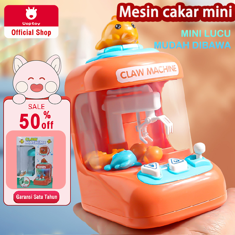 Uoptoy Mainan Claw Game Mini /Mainan Interaktif Mesin Capit Bola Permen Mini/Mesin Tangkap Boneka/Me