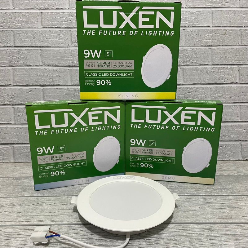 LUXEN CLASSIC DOWNLIGHT LED PANEL 9W INBOW IB BULAT TANAM DALAM PLAFON PUTIH COOL DAYLIGHT 6500K KUNING WARM WHITE 3000K NATURAL SEMU 4000K BERGARANSI 1 TAHUN BAGUS KUALITAS TERJAMIN