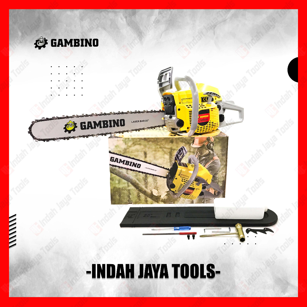 GAMBINO CS5800 Mesin Chain Saw 22 Inch LASER Gergaji Potong Pohon Kayu