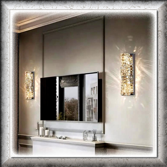 Lampu hias dinding premium kristal MODERN CRYSTAL BRICK LED 3 warna sinar cahaya putih kuning warm w