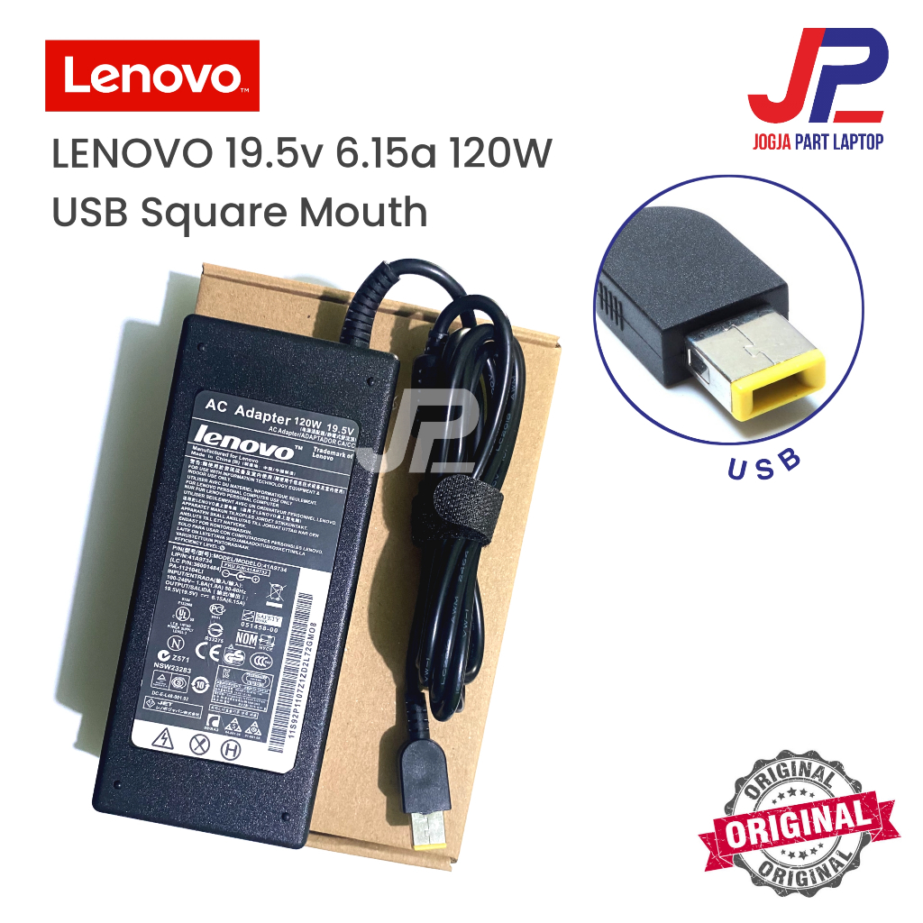 Adaptor Charger ORI Laptop Lenovo 19.5V 6.15A 120W Colokan Kotak USB Square Mouth
