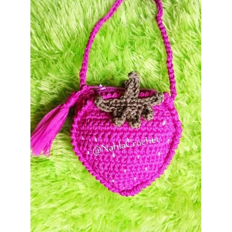 tas anak rajut strawberry tas rajut anak lucu tas rajut anak gemoy
