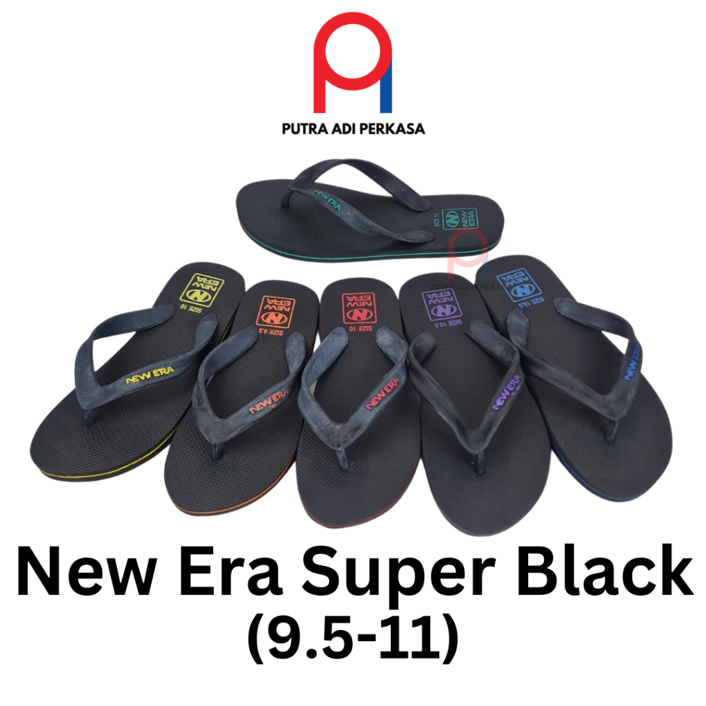 Sandal Jepit Hitam Polos New Era Super Black